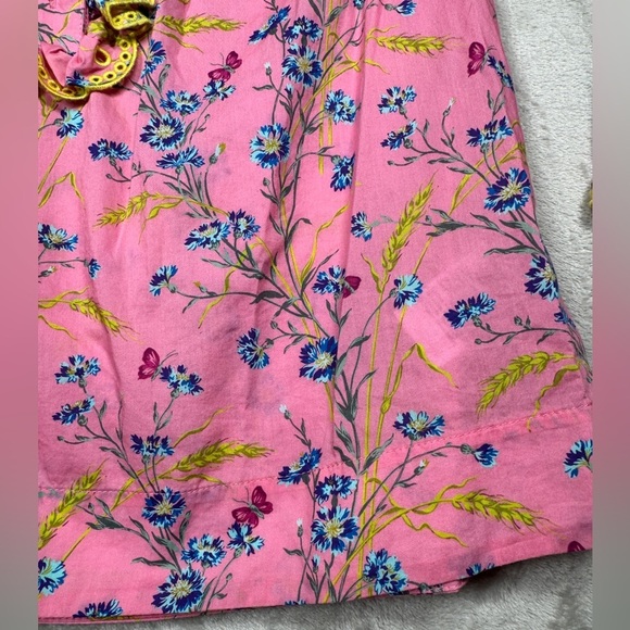 J. Crew X Liberty Pink Poplin Floral Butterfly Ruffle Long Sleeve Blouse Size XS - Picture 7 of 16